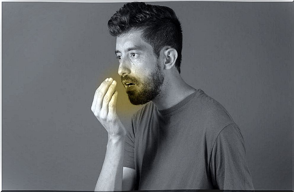 Man with bad breath