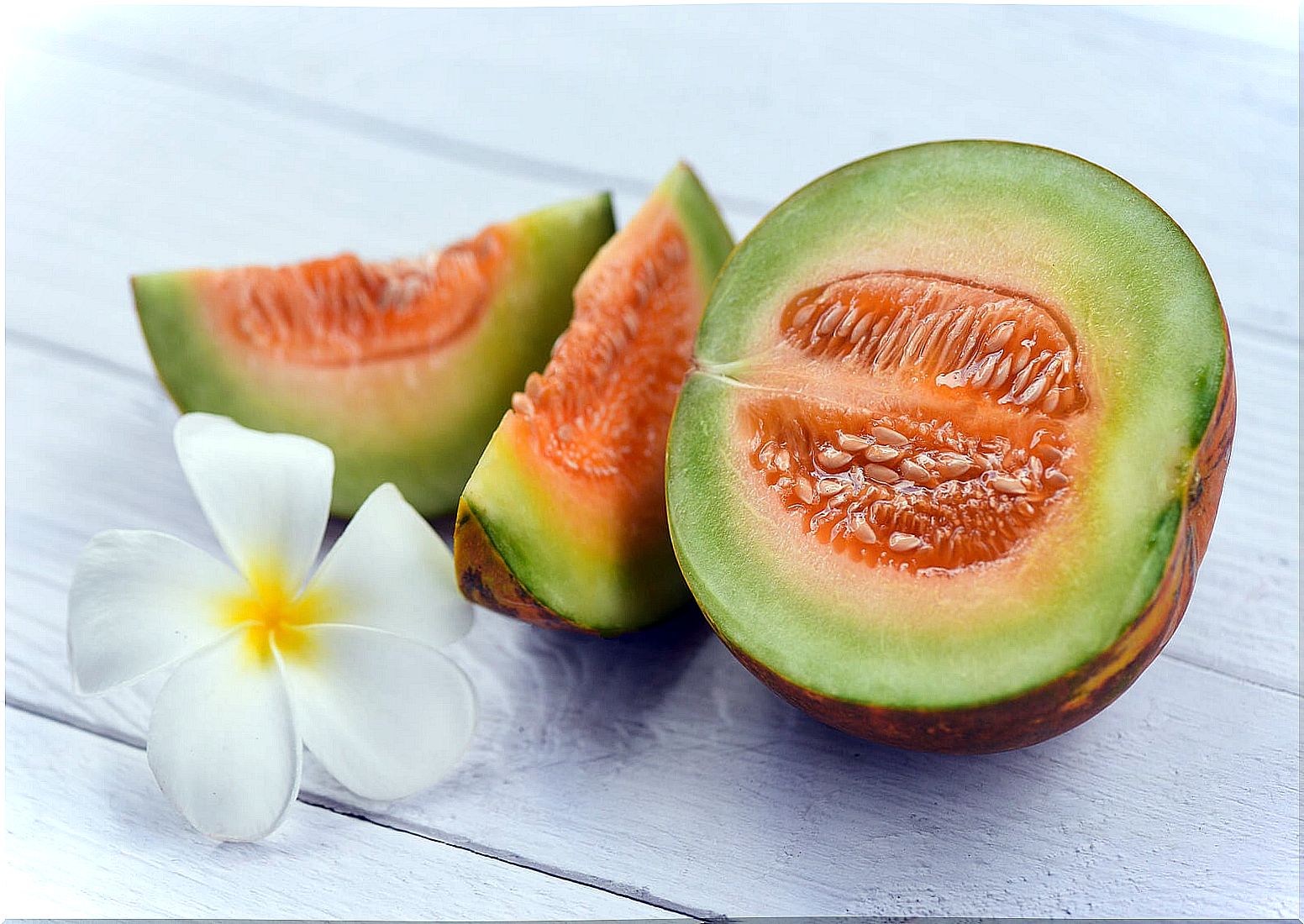 Melon is a fruit rich in water.