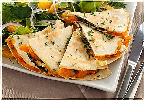cheese and spinach quesadilla