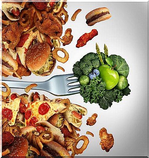 Healthy versus unhealthy eating.