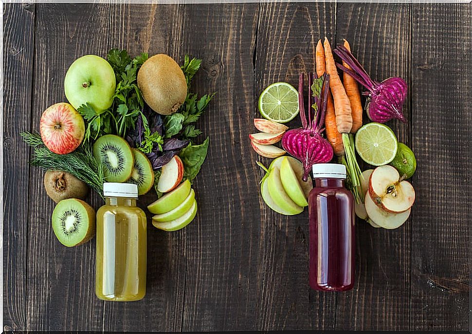 Fruit and vegetable juices.
