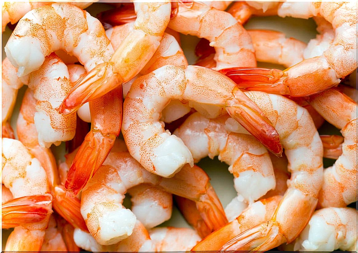 Shrimp on a plate.